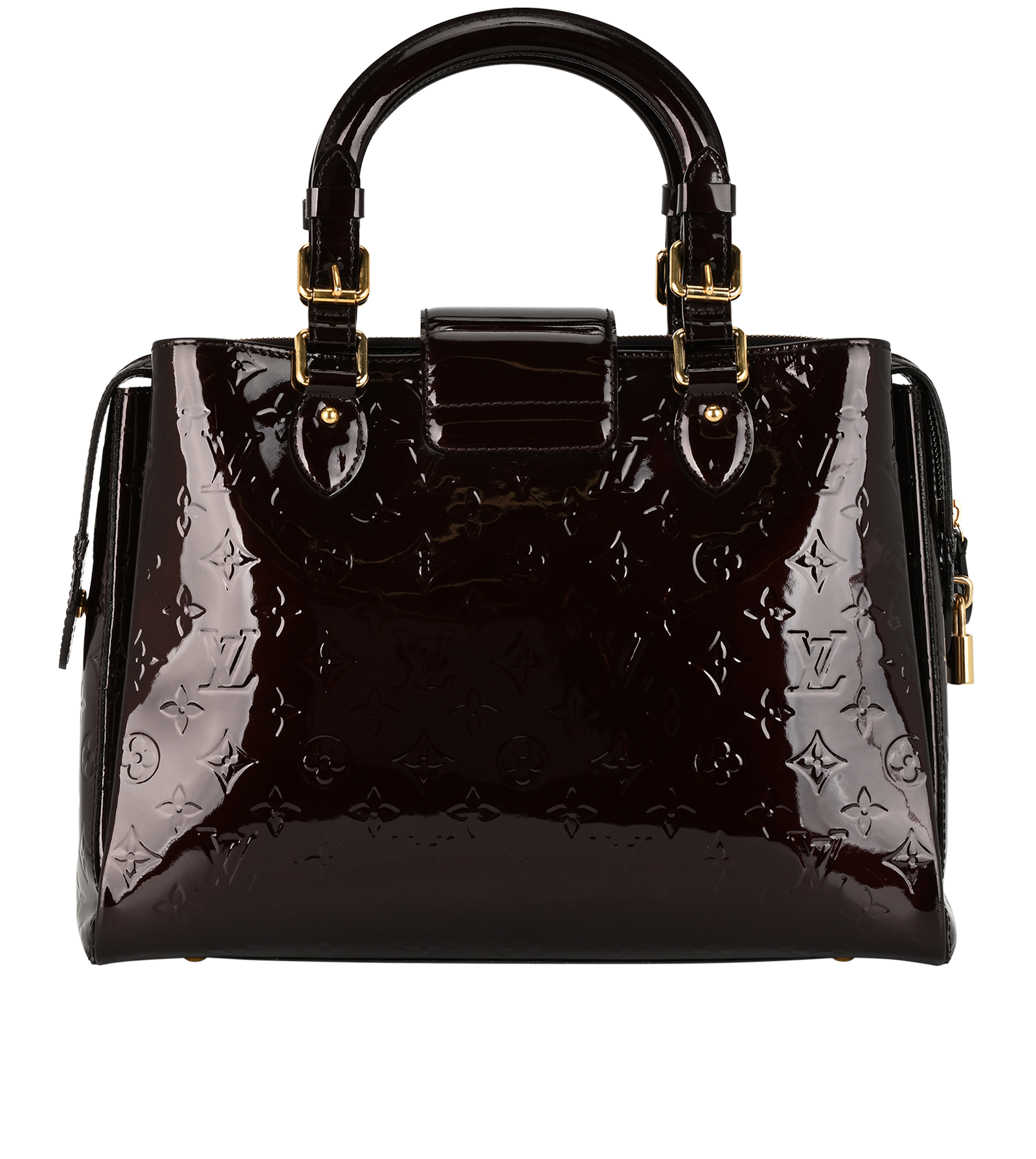 Vernis Melrose, &pound;750, Handbags, Burgundy, Patent Leather, Back view